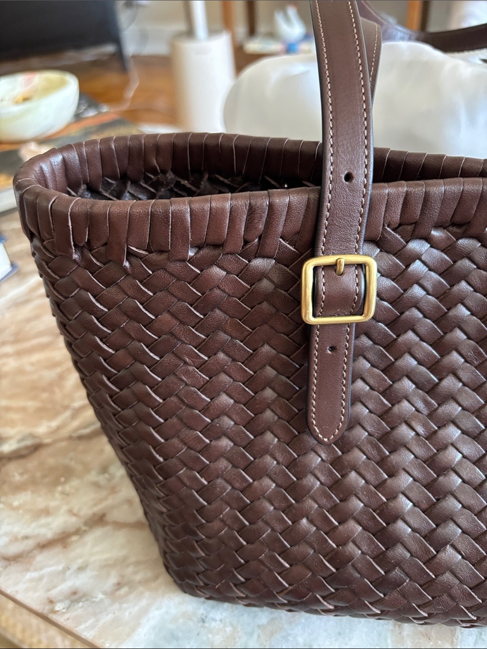 COACH Woven Swing Tote Bag – Maple / Chocolate Brown – Style CBF83 - Picture 4 of 7